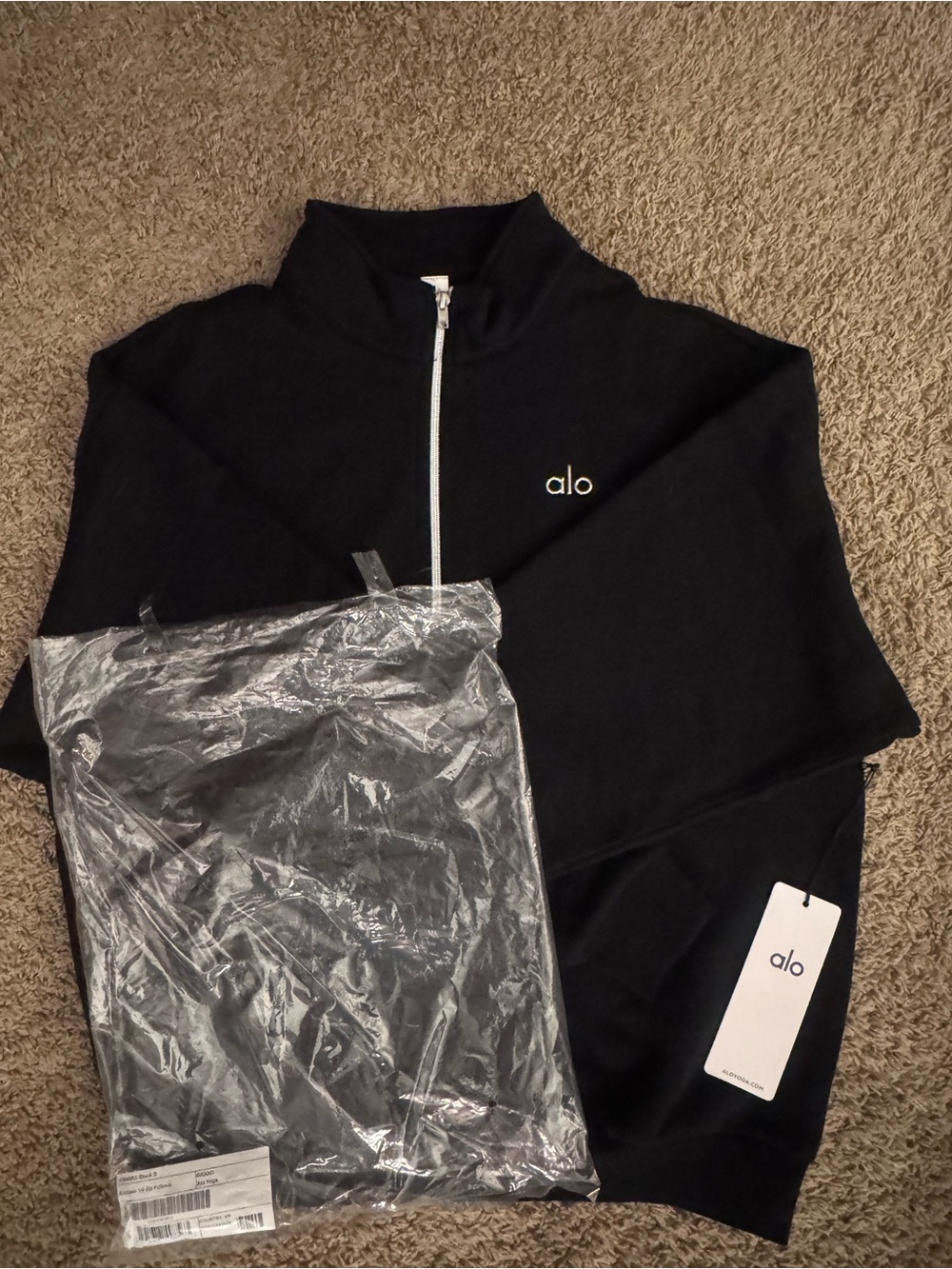 ALO Yoga Men’s Black Zip-Up Sweater by